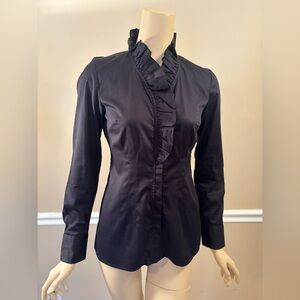 Banana Republic Black Ruffled Blouse NWOT